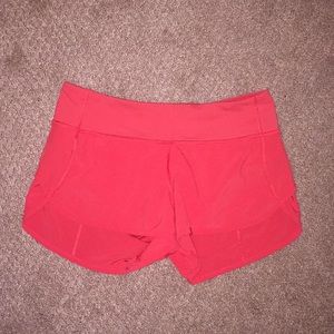 Coral red lululemon shorts